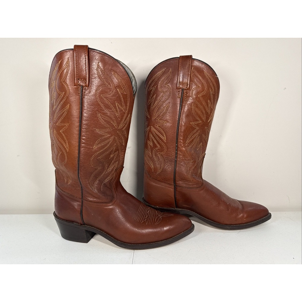 Vintage Acme Brown Leather Cowboy Pull On‎ Boots Men's 9EW Western 4648